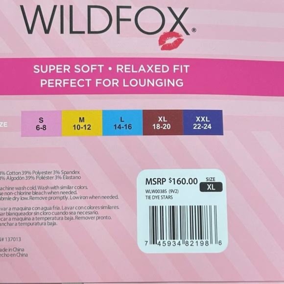 NWT WILDFOX SWEATSHIRT&SHORTS LOUNGE SET TIE DYE STARS SIZE XXL - Picture 3 of 3